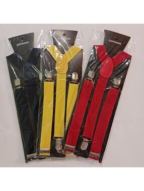 Boy's Clip Suspenders With Extendable Metal Clip Fastening (3-Piece Color Set)
